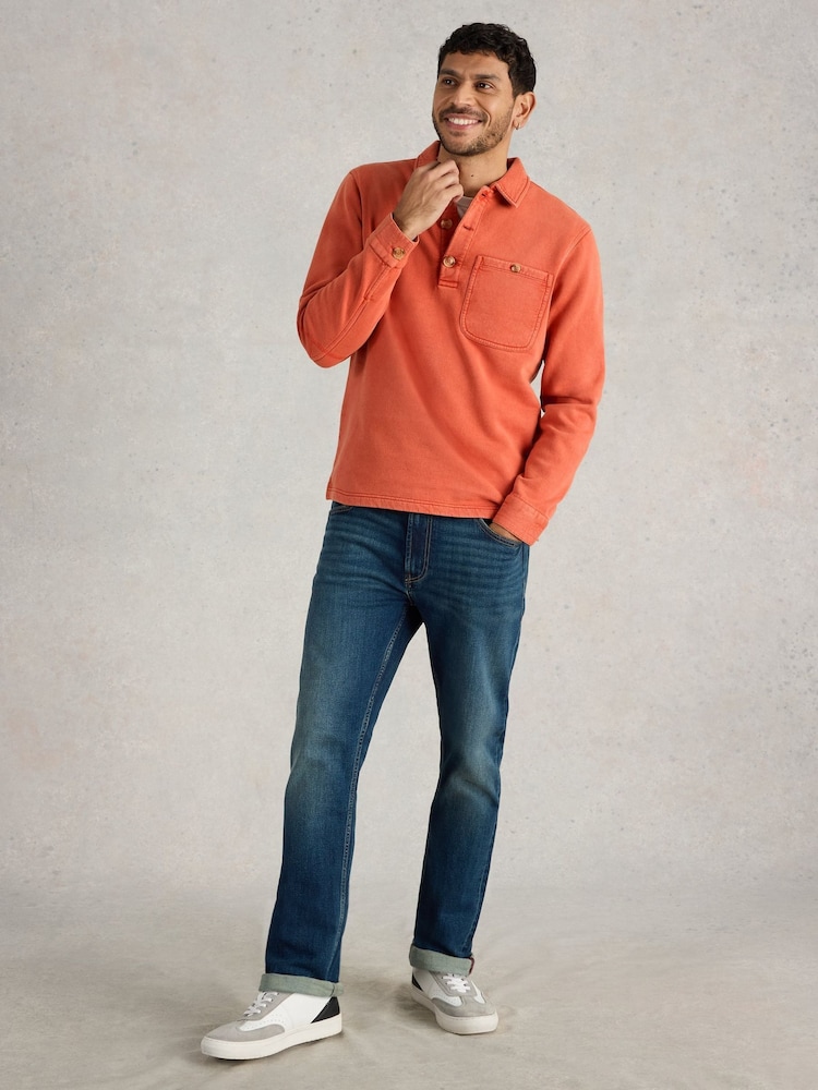 White Stuff Orange Brampton Collared 100% Cotton Sweatshirt - Image 1 of 6