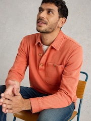 White Stuff Orange Brampton Collared 100% Cotton Sweatshirt - Image 4 of 6