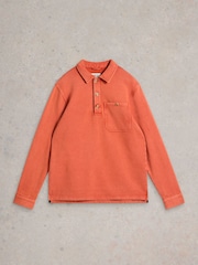 White Stuff Orange Brampton Collared 100% Cotton Sweatshirt - Image 5 of 6