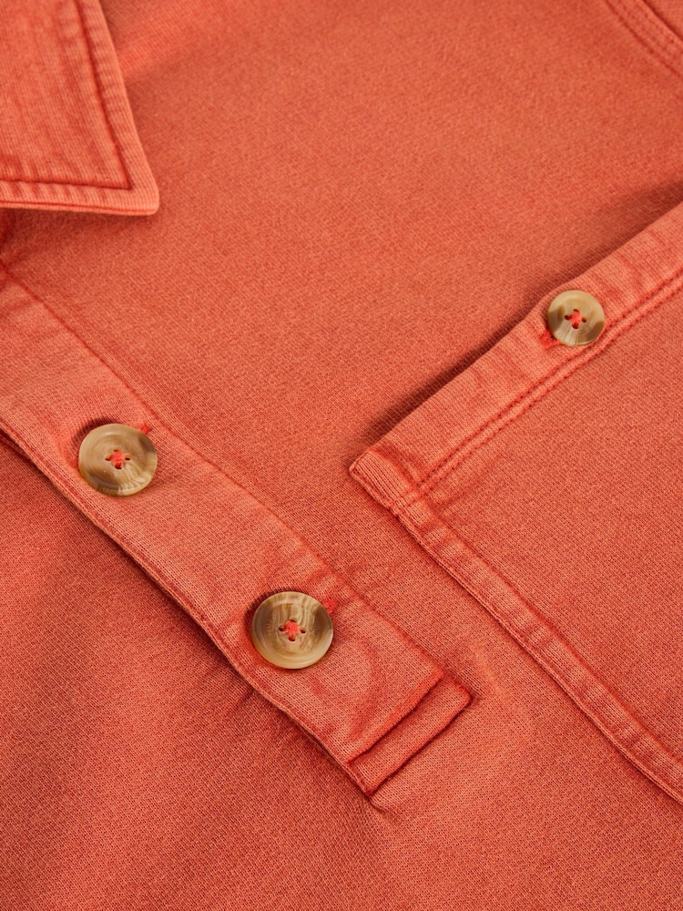 White Stuff Orange Brampton Collared 100% Cotton Sweatshirt - Image 6 of 6