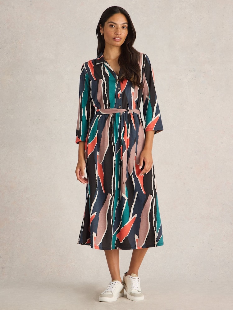 White Stuff Black Ava Jersey Shirt Dress - Image 1 of 6