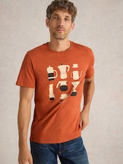 White Stuff Orange Espresso Yourself Graphic 100% Cotton T-Shirt - Image 1 of 6