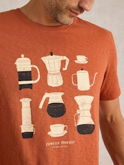 White Stuff Orange Espresso Yourself Graphic 100% Cotton T-Shirt - Image 4 of 6