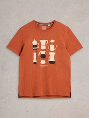 White Stuff Orange Espresso Yourself Graphic 100% Cotton T-Shirt - Image 5 of 6