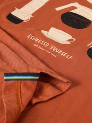 White Stuff Orange Espresso Yourself Graphic 100% Cotton T-Shirt - Image 6 of 6