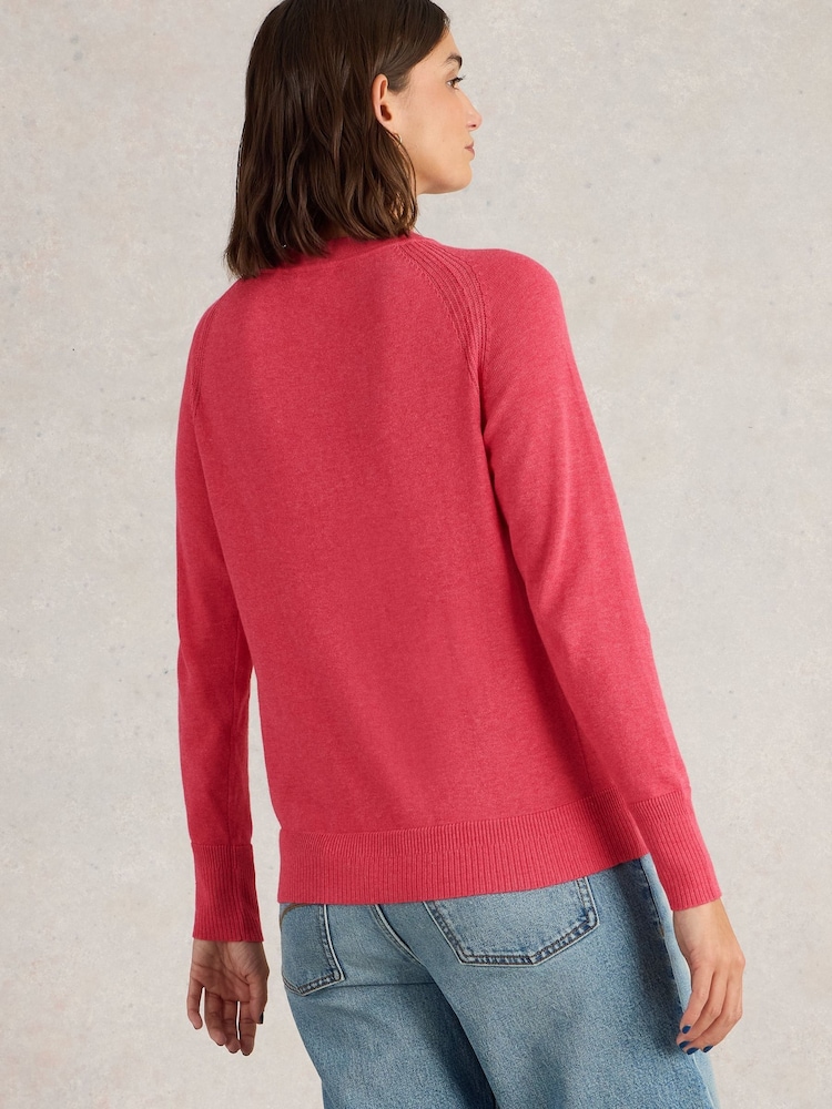 White Stuff Pink Lulu 100% Organic Cotton Cardigan - Image 2 of 6