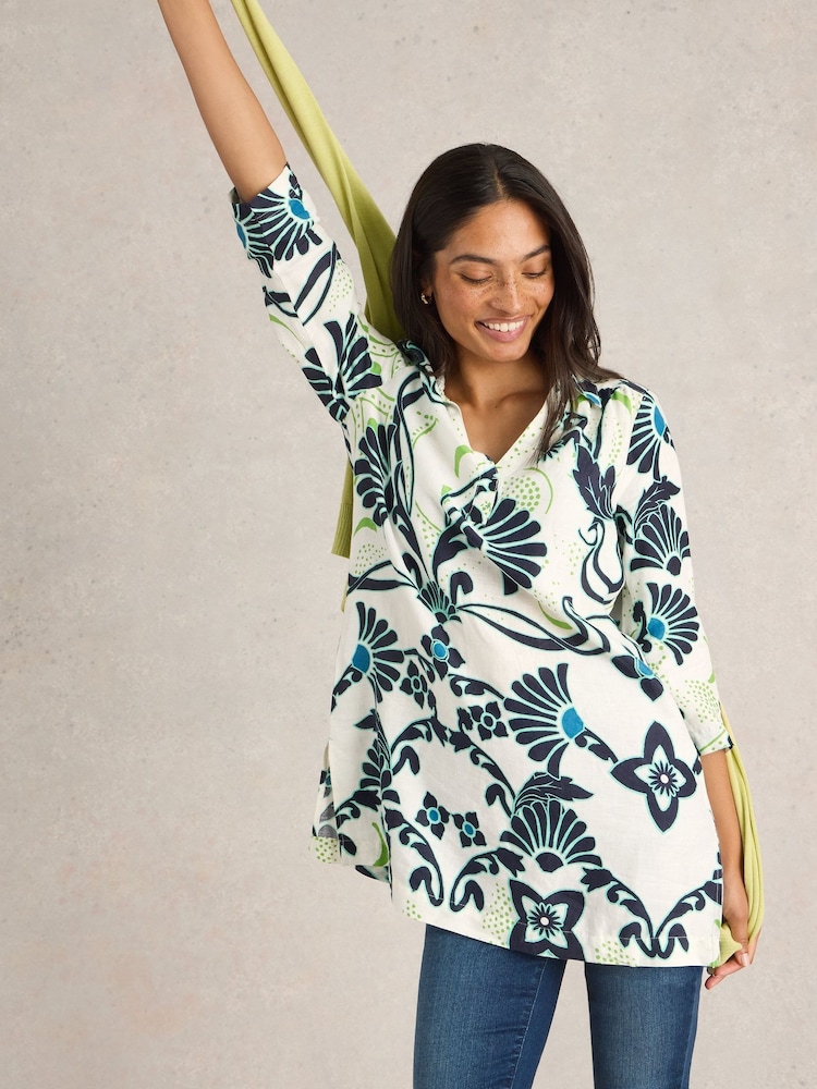 White Stuff White Blake 100% Linen Tunic - Image 1 of 6