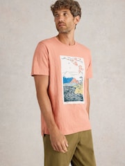 White Stuff Pink Mountain Graphic 100% Cotton T-Shirt - Image 1 of 6