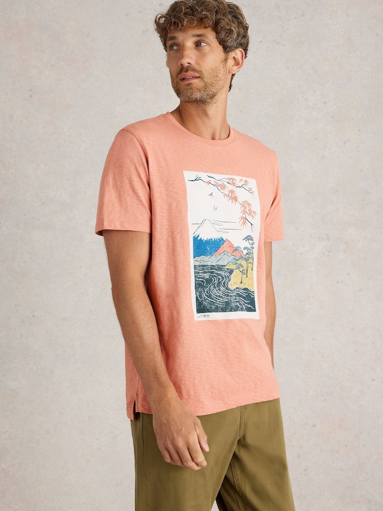 White Stuff Pink Mountain Graphic 100% Cotton T-Shirt - Image 1 of 6