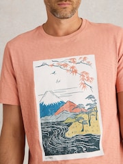 White Stuff Pink Mountain Graphic 100% Cotton T-Shirt - Image 2 of 6