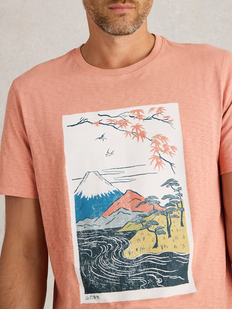 White Stuff Pink Mountain Graphic 100% Cotton T-Shirt - Image 2 of 6