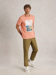 White Stuff Pink Mountain Graphic 100% Cotton T-Shirt - Image 4 of 6