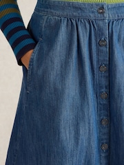 White Stuff Blue Heather Denim Midi Skirt - Image 5 of 7