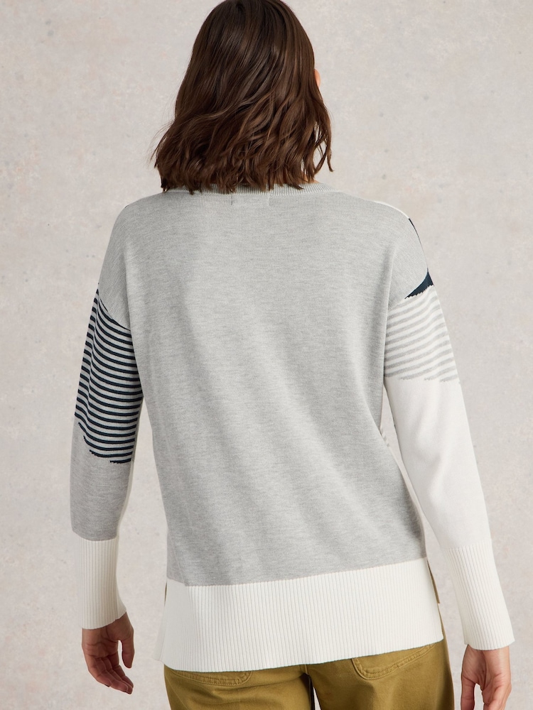White Stuff Grey Olive Abstract Jumper - Image 2 of 6