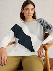 White Stuff Grey Olive Abstract Jumper - Image 3 of 6