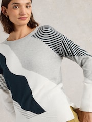 White Stuff Grey Olive Abstract Jumper - Image 4 of 6