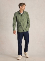White Stuff Green Koi Fish Printed 100% Cotton Shirt - Image 1 of 6