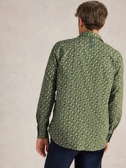 White Stuff Green Koi Fish Printed 100% Cotton Shirt - Image 2 of 6