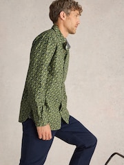 White Stuff Green Koi Fish Printed 100% Cotton Shirt - Image 3 of 6