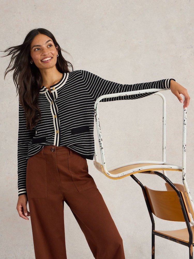 White Stuff Black Charlotte Stripe Cardigan - Image 3 of 6
