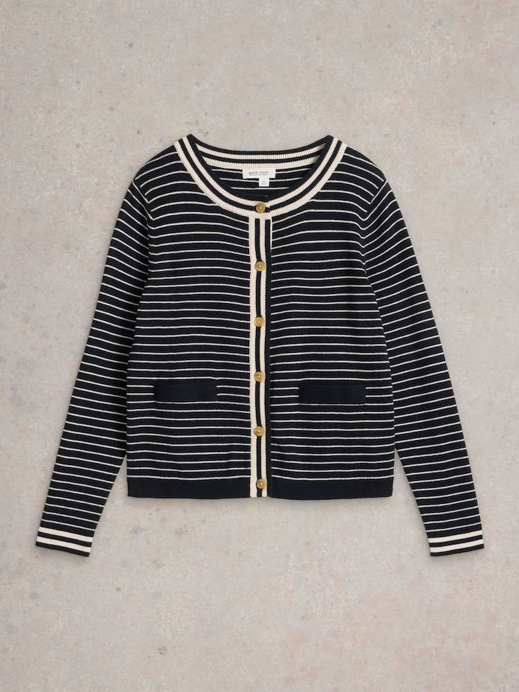 White Stuff Black Charlotte Stripe Cardigan - Image 5 of 6