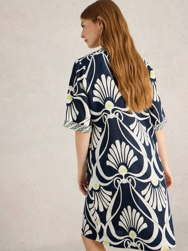 White Stuff Blue Ash 100% Linen Dress - Image 3 of 6