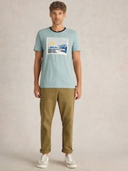 White Stuff Peak Pedals Graphic 100% Cotton T-Shirt - Image 1 of 6