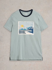White Stuff Peak Pedals Graphic 100% Cotton T-Shirt - Image 5 of 6