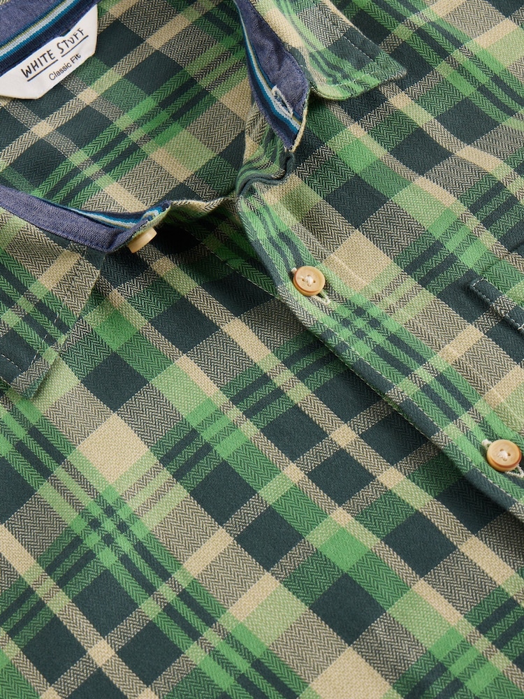 White Stuff Green Moxley Brushed Long Sleeve Check Shirt - Image 6 of 6 White Stuff Green Moxley Brushed Long Sleeve Check Shirt - Image 6 of 6
