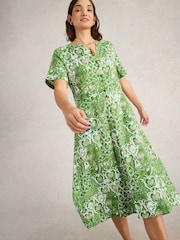 White Stuff Green Iris 100% Linen Dress - Image 4 of 6