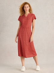 White Stuff Red Ellie 100% Linen Jersey Dress - Image 1 of 6