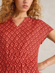 White Stuff Red Ellie 100% Linen Jersey Dress - Image 4 of 6