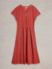 White Stuff Red Ellie 100% Linen Jersey Dress - Image 5 of 6