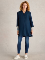 White Stuff Blue Blake 100% Linen Tunic - Image 3 of 6