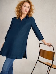 White Stuff Blue Blake 100% Linen Tunic - Image 4 of 6