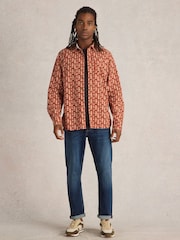 White Stuff Orange Espresso Printed 100% Cotton Shirt - Image 3 of 6