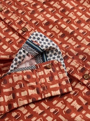 White Stuff Orange Espresso Printed 100% Cotton Shirt - Image 6 of 6