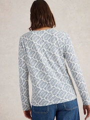White Stuff Blue Nelly Embroidered Long Sleeve T-Shirt - Image 2 of 6