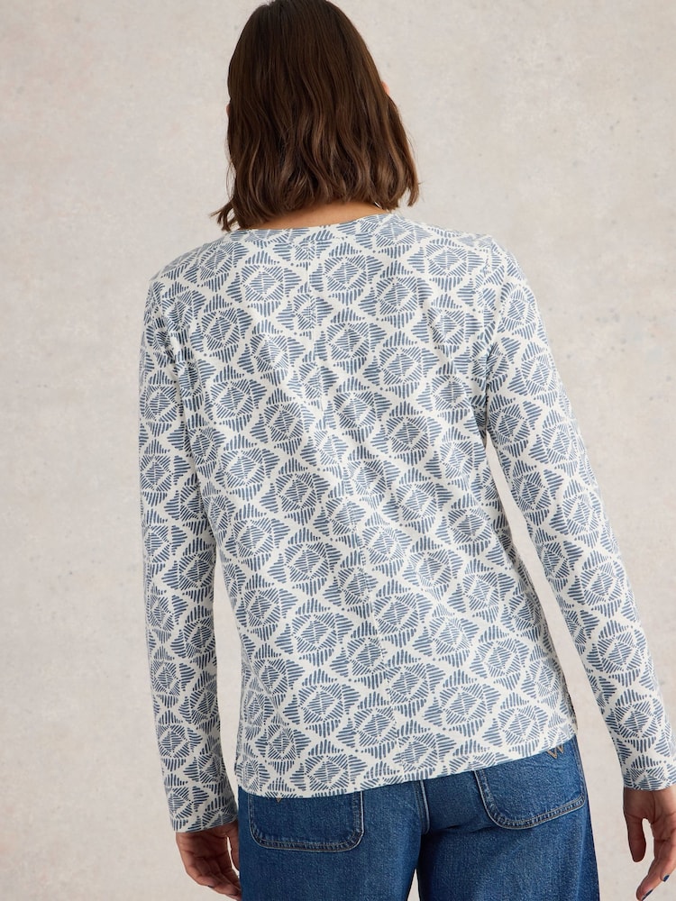 White Stuff Blue Nelly Embroidered Long Sleeve T-Shirt - Image 2 of 6