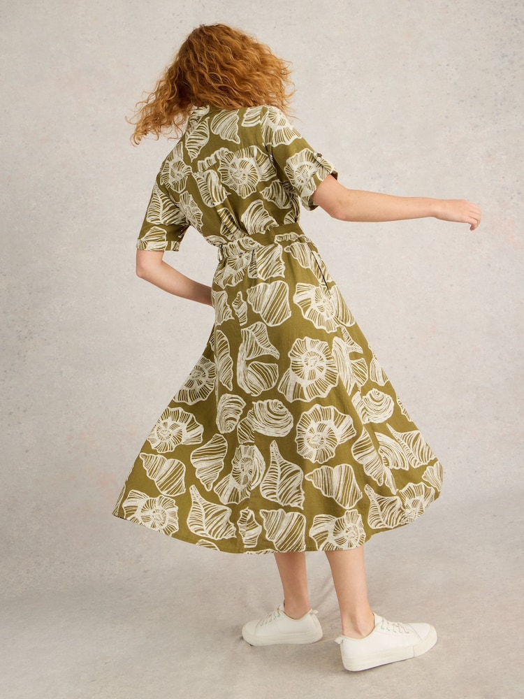 White Stuff Green Tiff Linen Blend Shirt Dress - Image 2 of 6