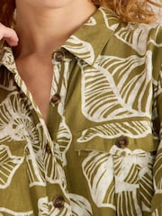 White Stuff Green Tiff Linen Blend Shirt Dress - Image 4 of 6