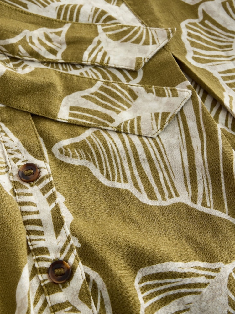 White Stuff Green Tiff Linen Blend Shirt Dress - Image 6 of 6