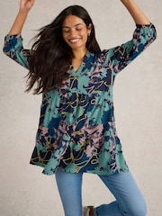 White Stuff Blue Marta 100% Cotton Tunic - Image 1 of 6