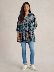 White Stuff Blue Marta 100% Cotton Tunic - Image 4 of 6
