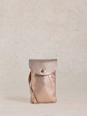 White Stuff Gold Coco Leather Phone Bag - Image 1 of 4