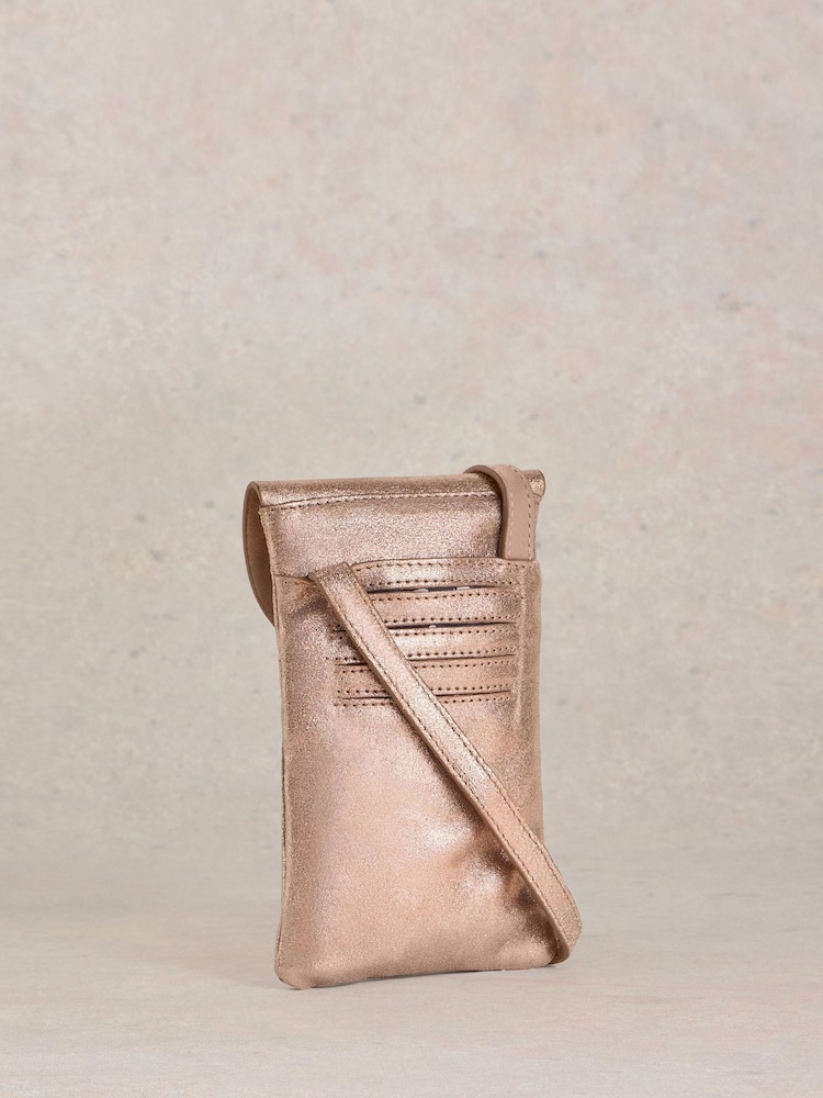 White Stuff Gold Coco Leather Phone Bag - Image 2 of 4
