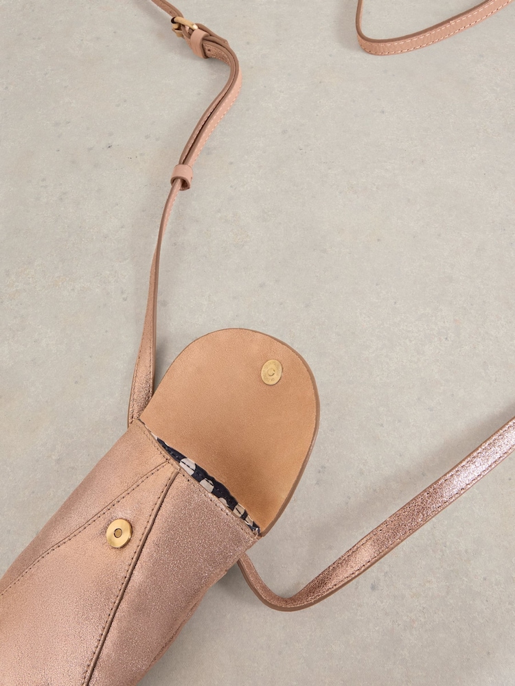 White Stuff Gold Coco Leather Phone Bag - Image 4 of 4