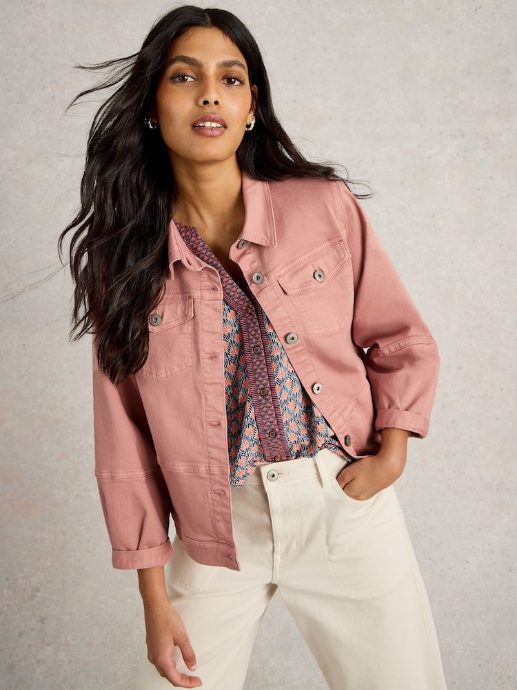 White Stuff Pink Camille Denim Jacket - Image 3 of 6