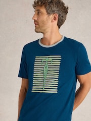White Stuff Blue Bike Graphic 100% Cotton T-Shirt - Image 2 of 6