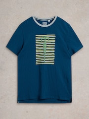 White Stuff Blue Bike Graphic 100% Cotton T-Shirt - Image 5 of 6